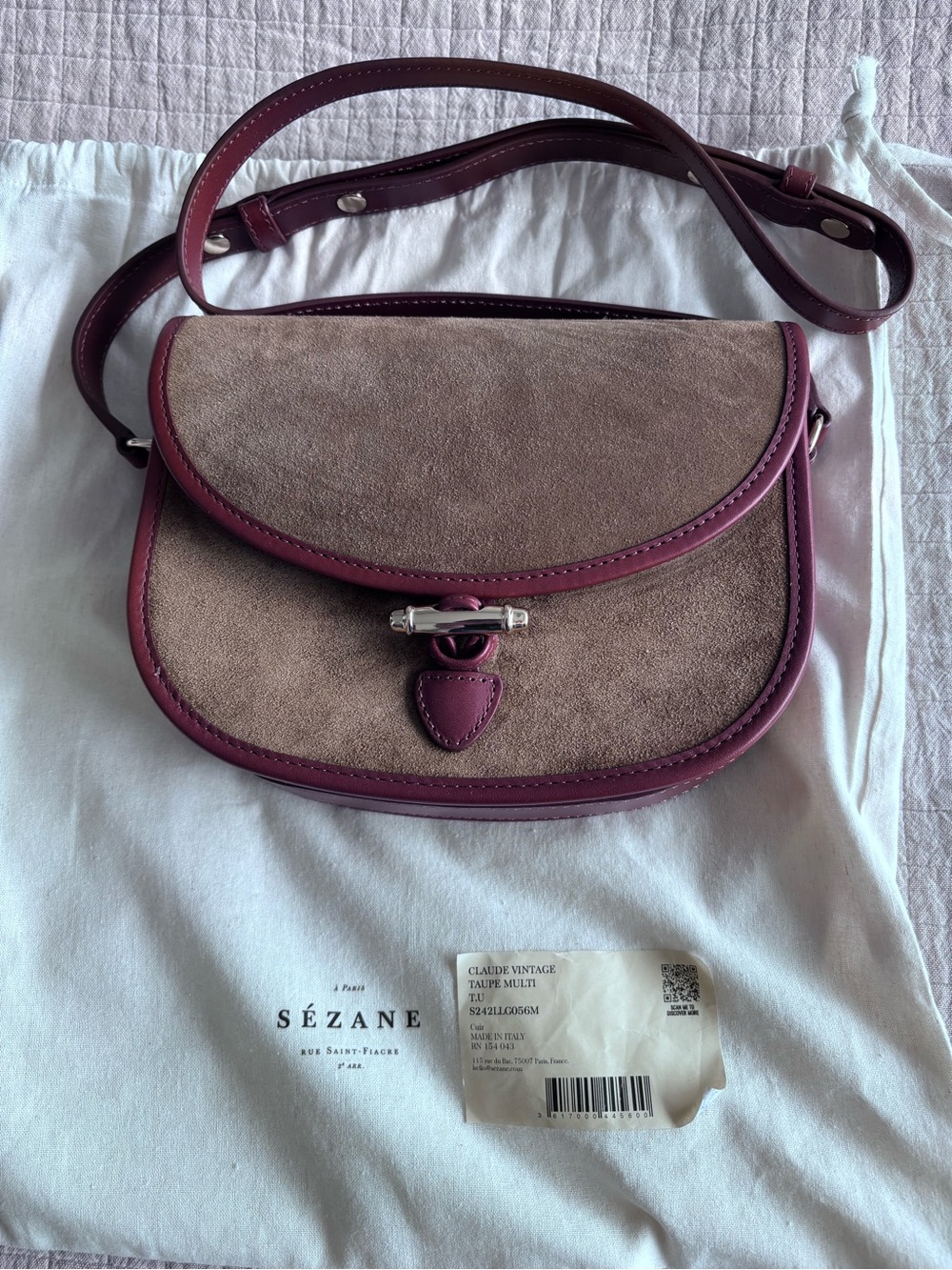 NWT Sézane Claude Vintage Bag in Multi Taupe - Picture 5 of 10